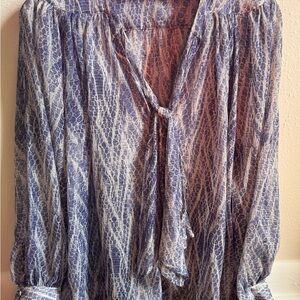 Zara Blue and White Patterned Blouse